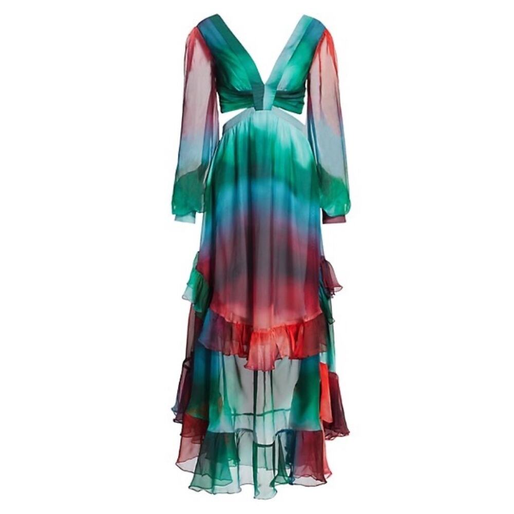 Patbo Sunset Ruffle Layered Signature Cut Out Maxi Dress